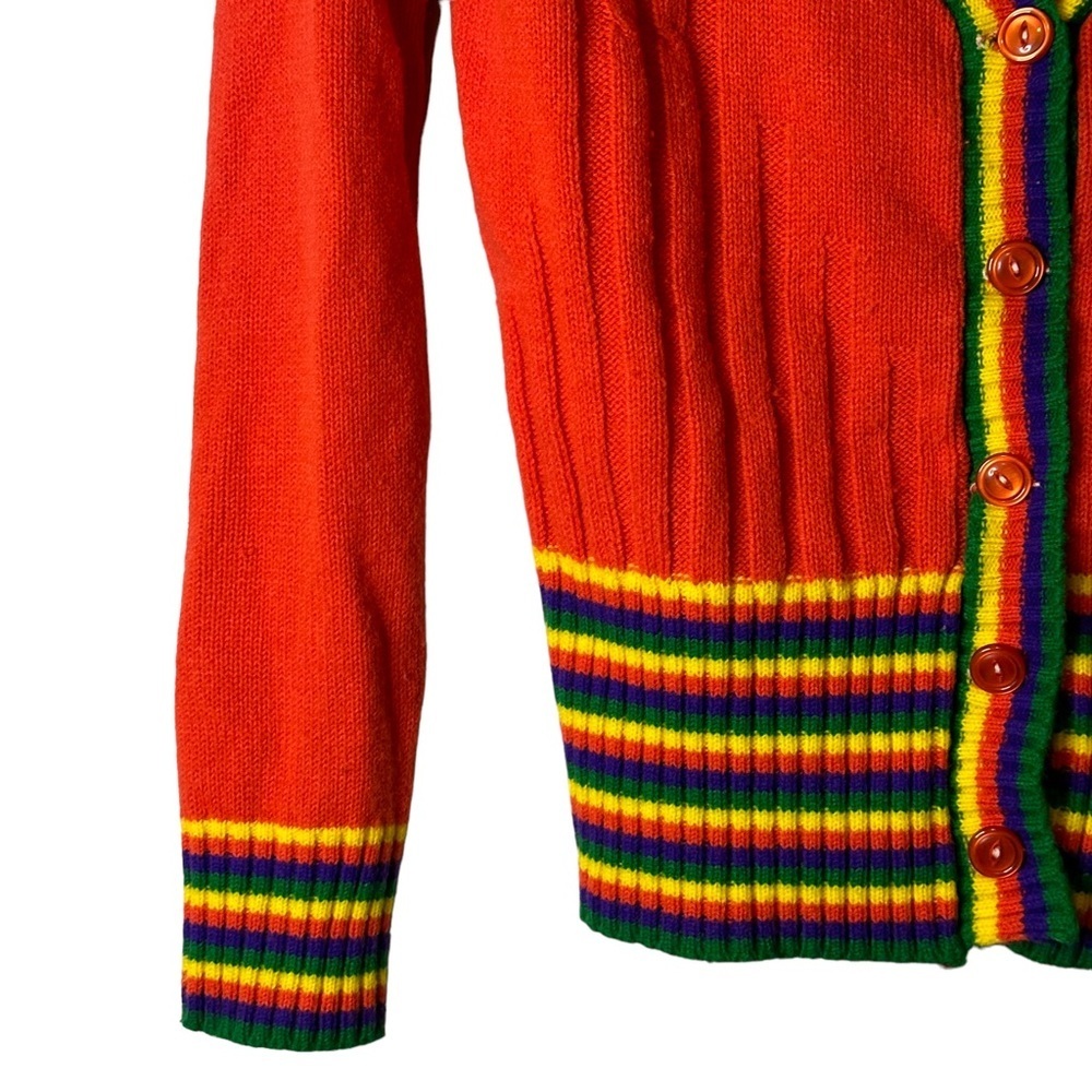 Vintage Starlight Trading Inc Rainbow Striped Button Cardigan 100% Acrylic Korea - Picture 7 of 14